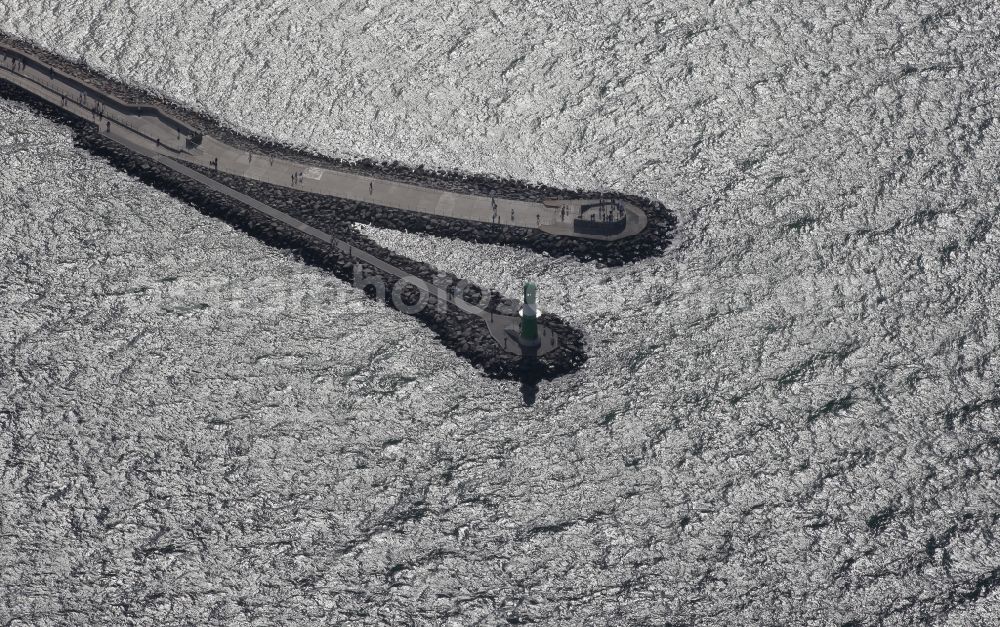 Rostock, Warnemünde from above - Lighthouse as a historic seafaring character in the coastal area of the baltic sea in Rostock, Warnemuende in the state Mecklenburg - Western Pomerania