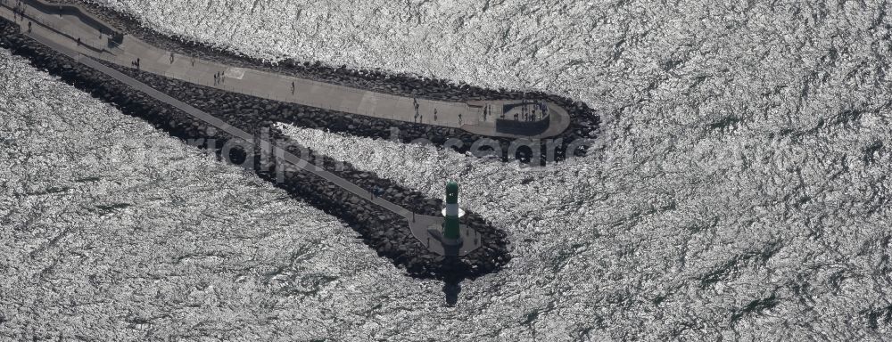 Rostock, Warnemünde from above - Lighthouse as a historic seafaring character in the coastal area of the baltic sea in Rostock, Warnemuende in the state Mecklenburg - Western Pomerania