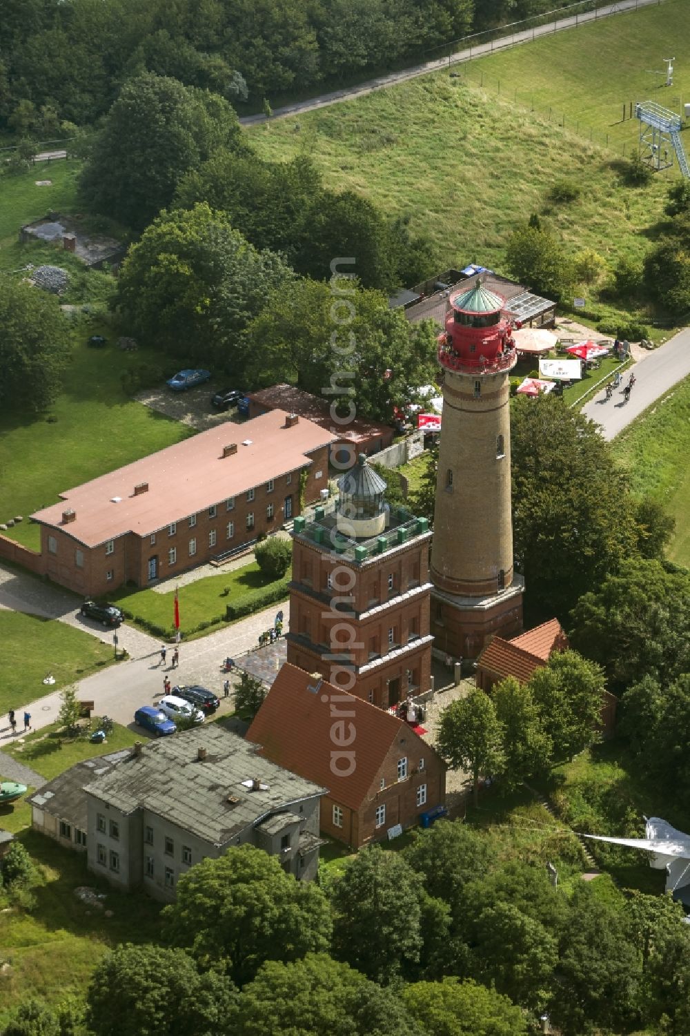 Aerial photograph Putgarten - Light tower and monument Schinkelturm in Cape Arkona on the island of Rügen in Mecklenburg-Western Pomerania