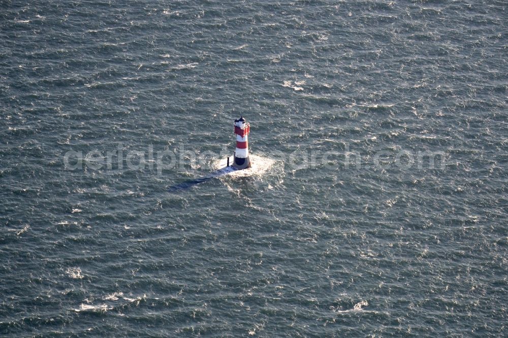 Aerial image Wangerooge - Lighthouse Roter Sand as a historic seafaring character in the waters of the North Sea by the mouth of the river Weser in Germany