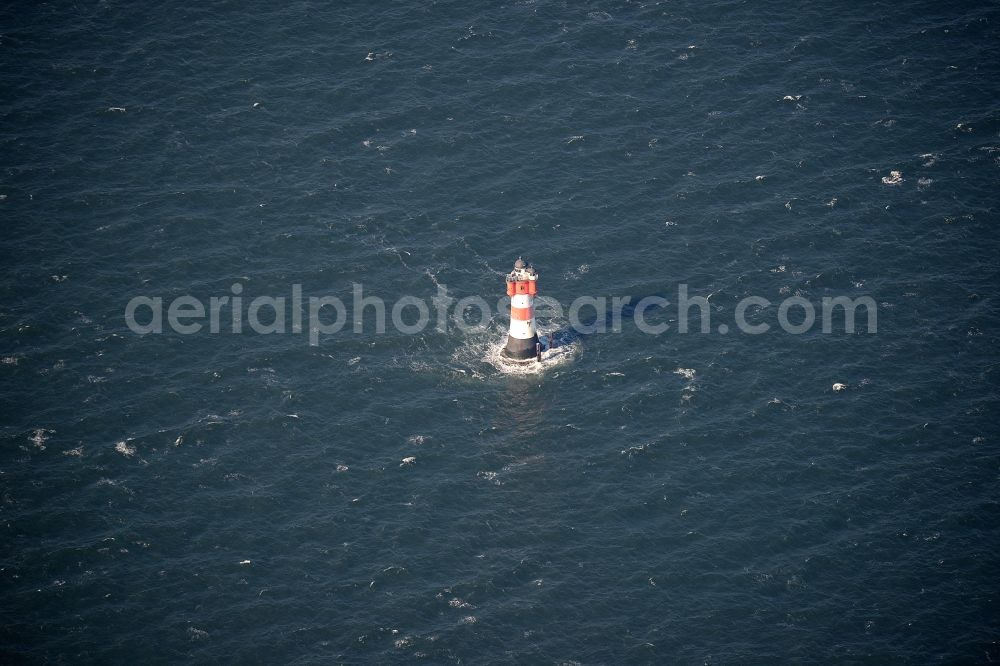 Wangerooge from the bird's eye view: Lighthouse Roter Sand as a historic seafaring character in the waters of the North Sea by the mouth of the river Weser in Germany