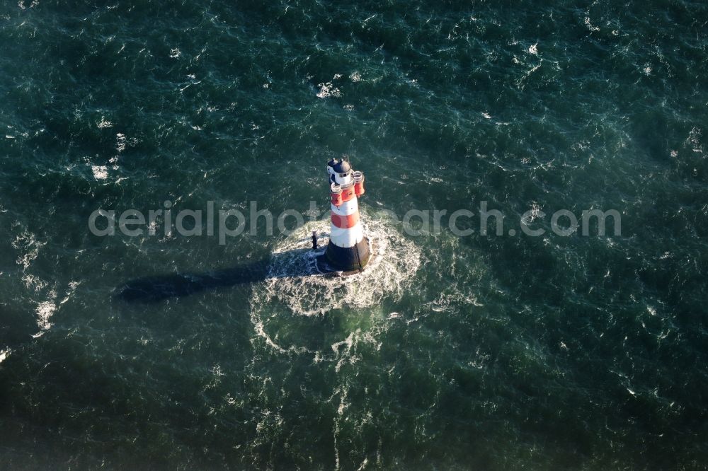 Aerial photograph Wangerooge - Lighthouse Roter Sand as a historic seafaring character in the waters of the North Sea by the mouth of the river Weser in Germany