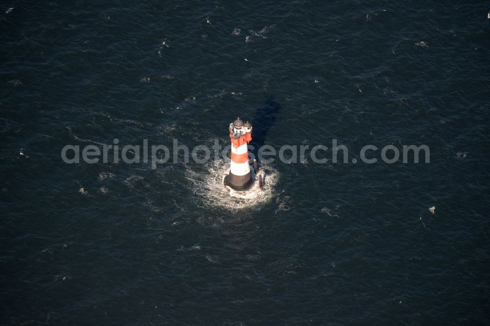 Aerial image Wangerooge - Lighthouse Roter Sand as a historic seafaring character in the waters of the North Sea by the mouth of the river Weser in Germany