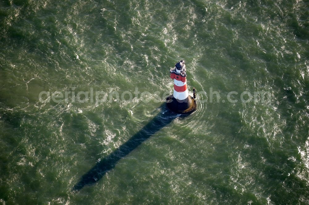 Aerial photograph Wangerooge - Lighthouse Roter Sand as a historic seafaring character in the waters of the North Sea by the mouth of the river Weser in Germany