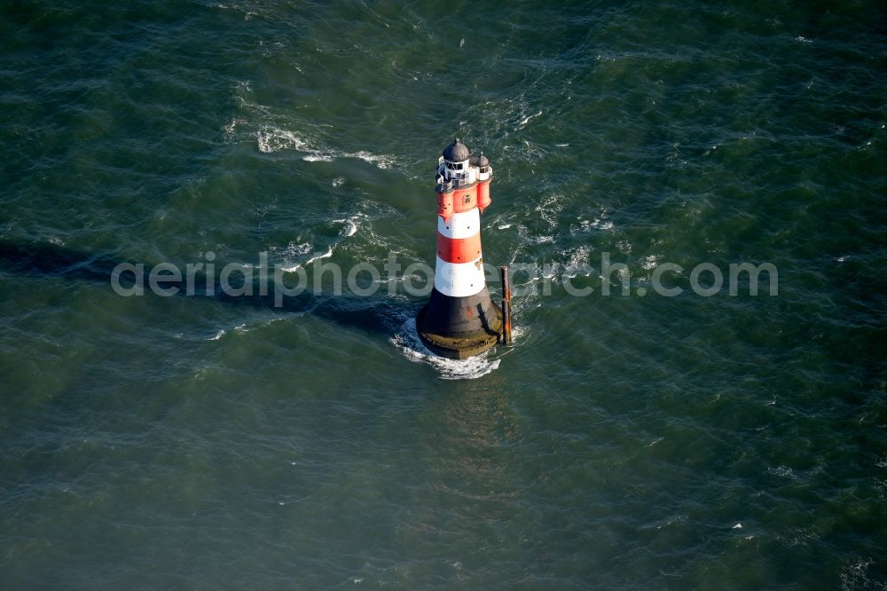 Aerial photograph Wangerooge - Lighthouse Roter Sand as a historic seafaring character in the waters of the North Sea by the mouth of the river Weser in Germany