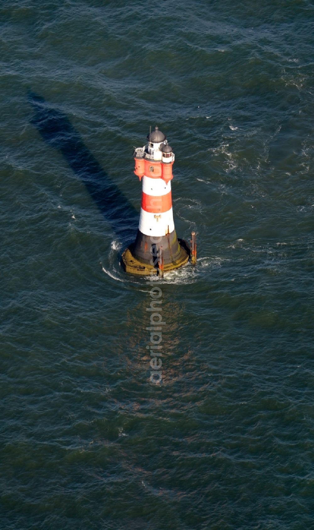 Wangerooge from the bird's eye view: Lighthouse Roter Sand as a historic seafaring character in the waters of the North Sea by the mouth of the river Weser in Germany