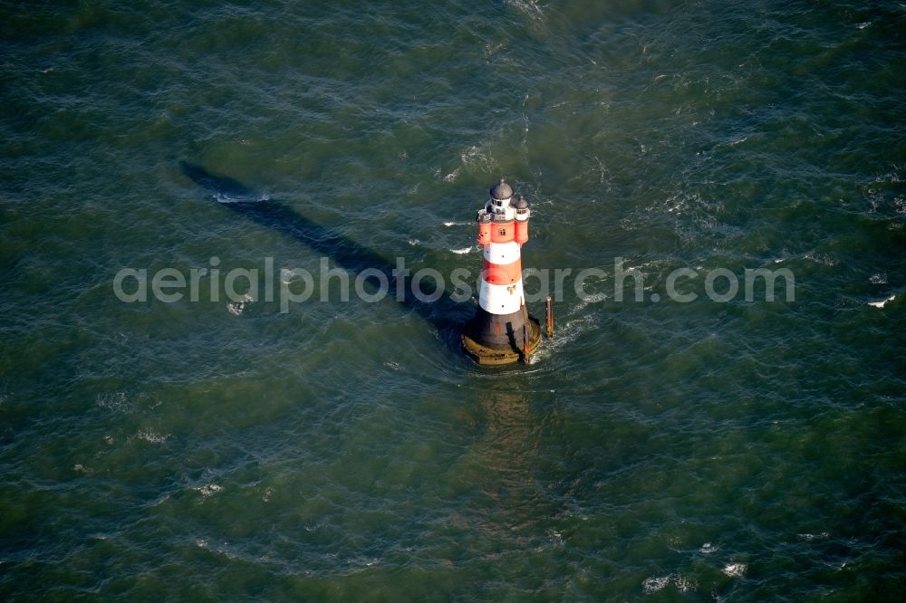 Aerial image Wangerooge - Lighthouse Roter Sand as a historic seafaring character in the waters of the North Sea by the mouth of the river Weser in Germany