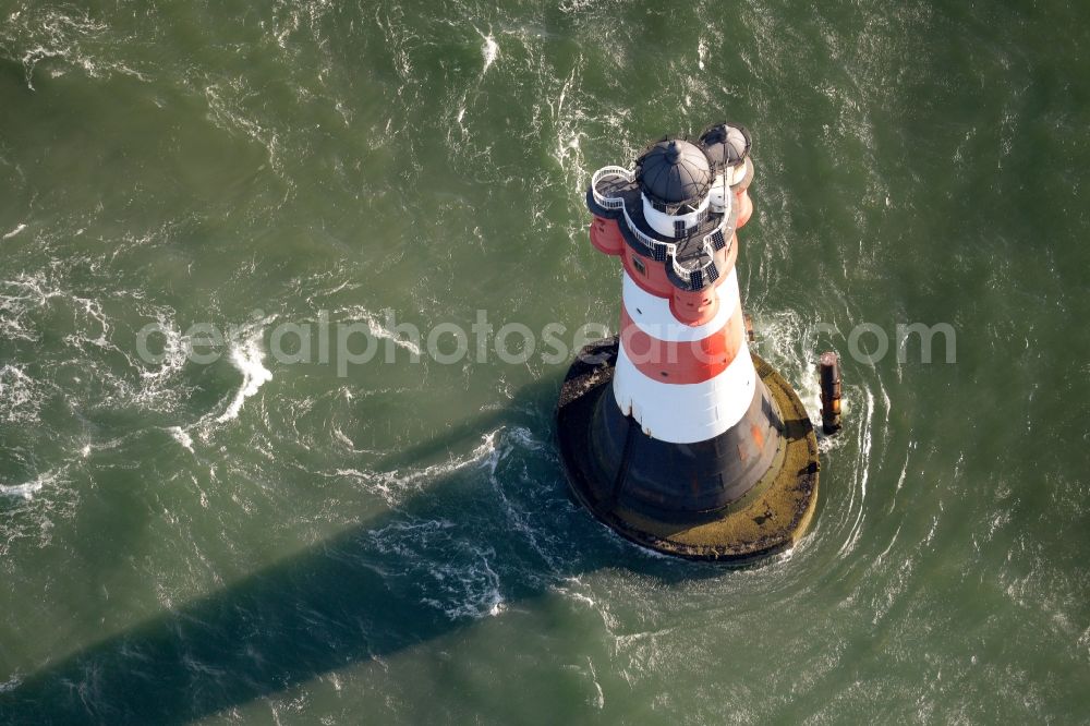 Aerial photograph Wangerooge - Lighthouse Roter Sand as a historic seafaring character in the waters of the North Sea by the mouth of the river Weser in Germany