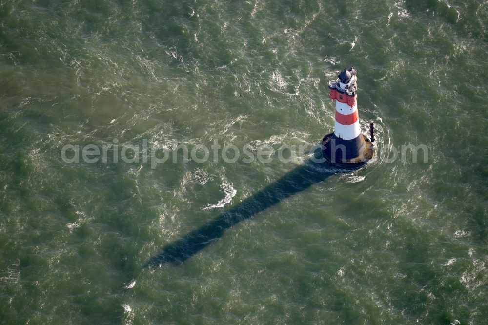 Wangerooge from the bird's eye view: Lighthouse Roter Sand as a historic seafaring character in the waters of the North Sea by the mouth of the river Weser in Germany