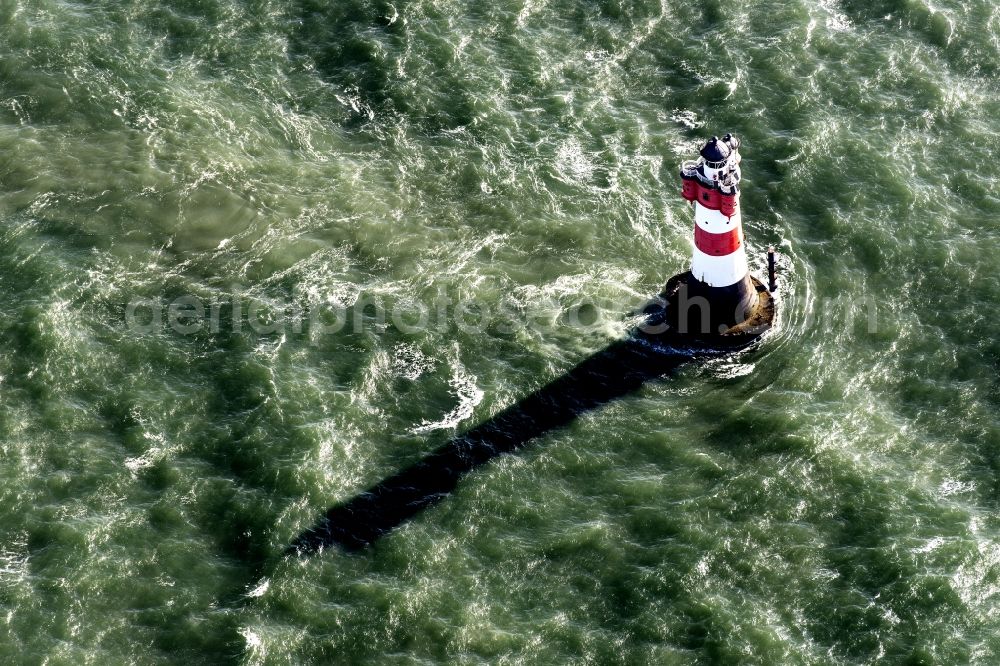 Aerial photograph Wangerooge - Lighthouse Roter Sand as a historic seafaring character in the waters of the North Sea by the mouth of the river Weser in Germany