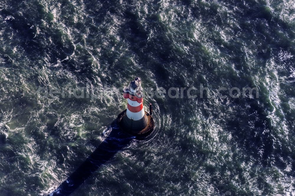 Wangerooge from the bird's eye view: Lighthouse Roter Sand as a historic seafaring character in the waters of the North Sea by the mouth of the river Weser in Germany