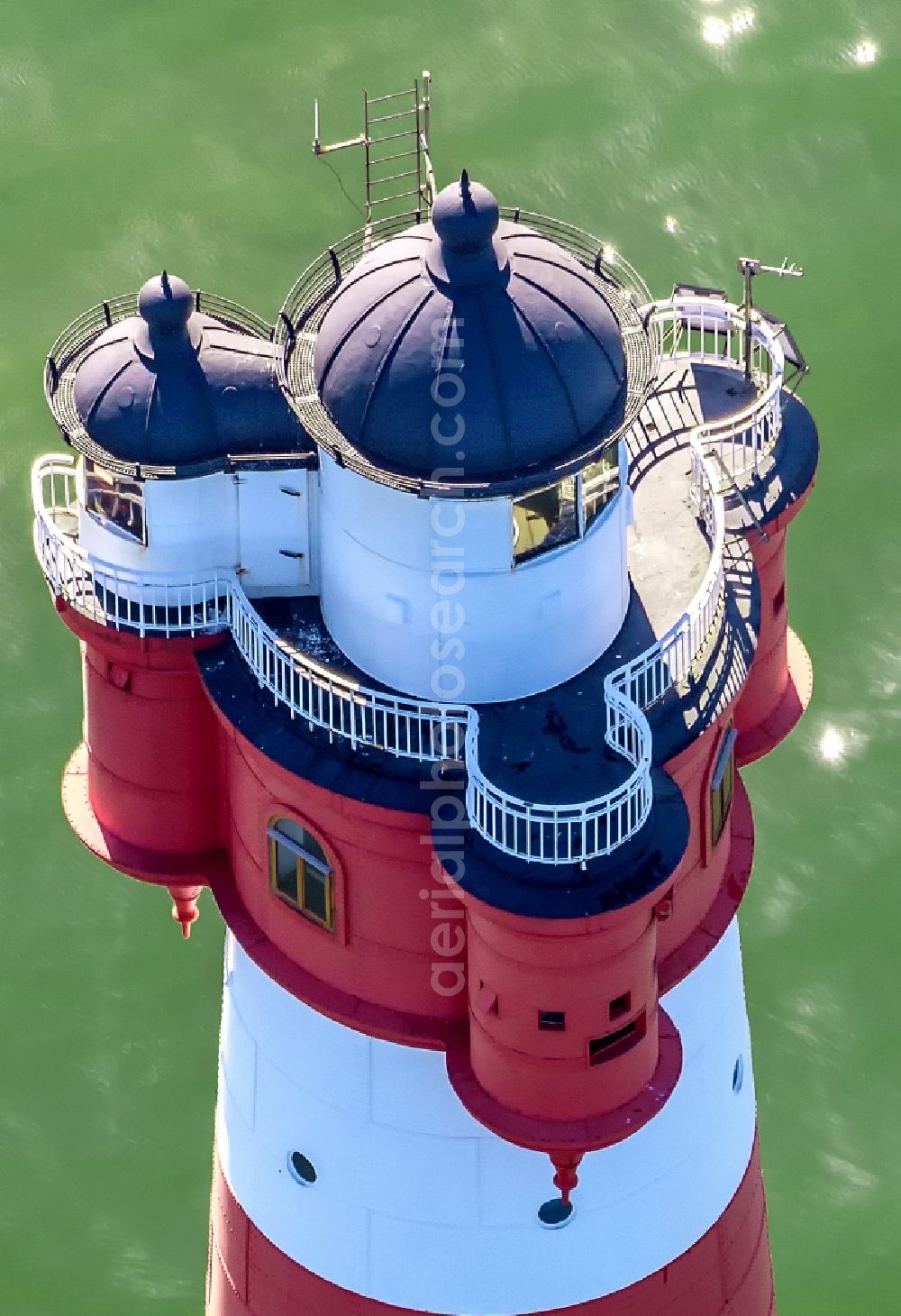 Aerial image Wangerooge - Lighthouse Roter Sand as a historic seafaring character in the waters of the North Sea by the mouth of the river Weser in Germany