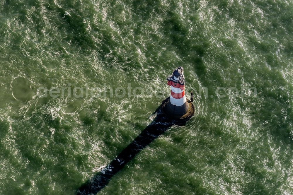 Aerial photograph Wangerooge - Lighthouse Roter Sand as a historic seafaring character in the waters of the North Sea by the mouth of the river Weser in Germany