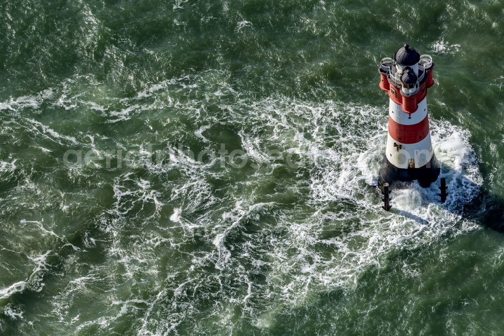 Aerial photograph Wangerooge - Lighthouse Roter Sand as a historic seafaring character in the waters of the North Sea by the mouth of the river Weser in Germany