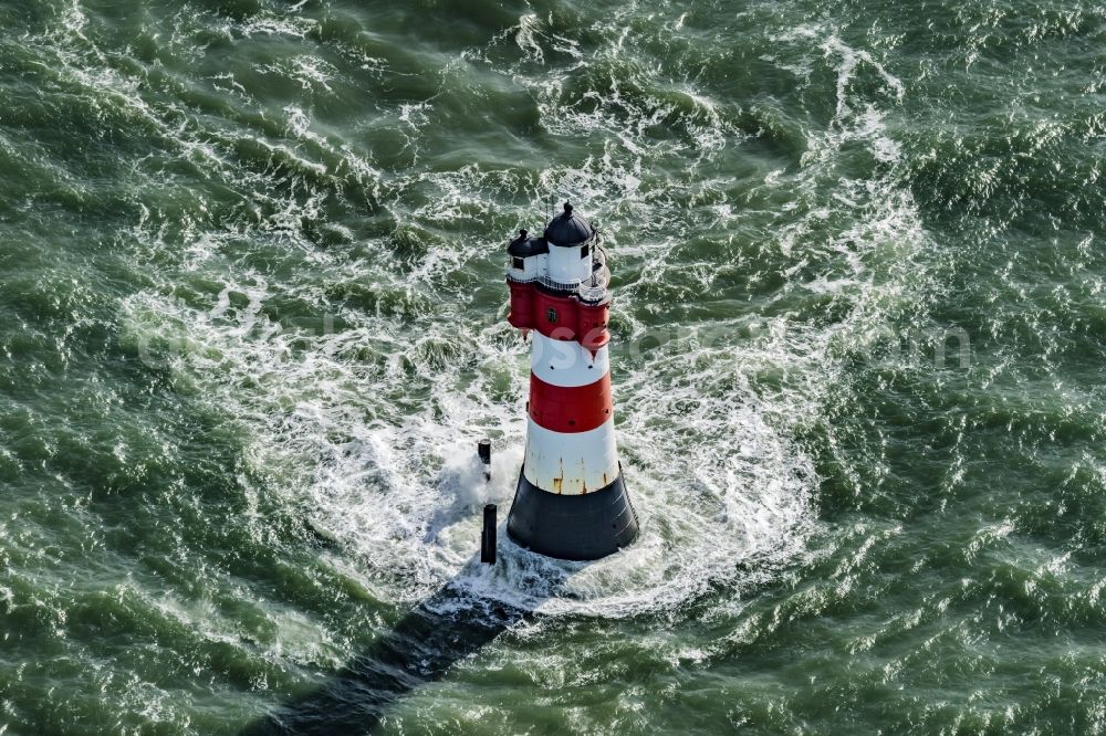 Wangerooge from the bird's eye view: Lighthouse Roter Sand as a historic seafaring character in the waters of the North Sea by the mouth of the river Weser in Germany