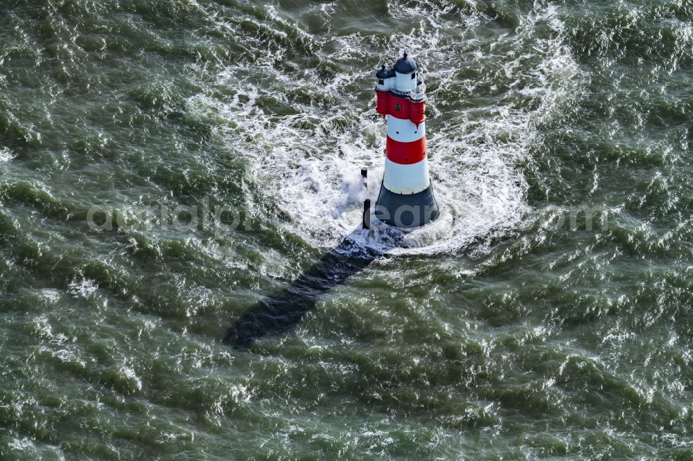 Aerial image Wangerooge - Lighthouse Roter Sand as a historic seafaring character in the waters of the North Sea by the mouth of the river Weser in Germany