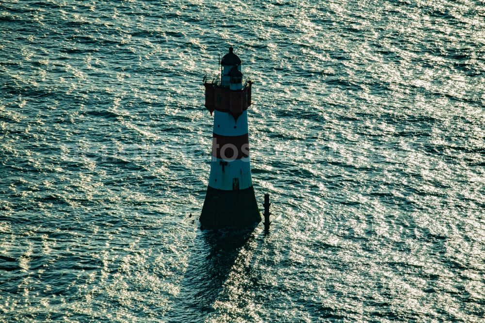 Aerial photograph Wangerooge - Lighthouse Roter Sand as a historic seafaring character in the waters of the North Sea by the mouth of the river Weser in Germany