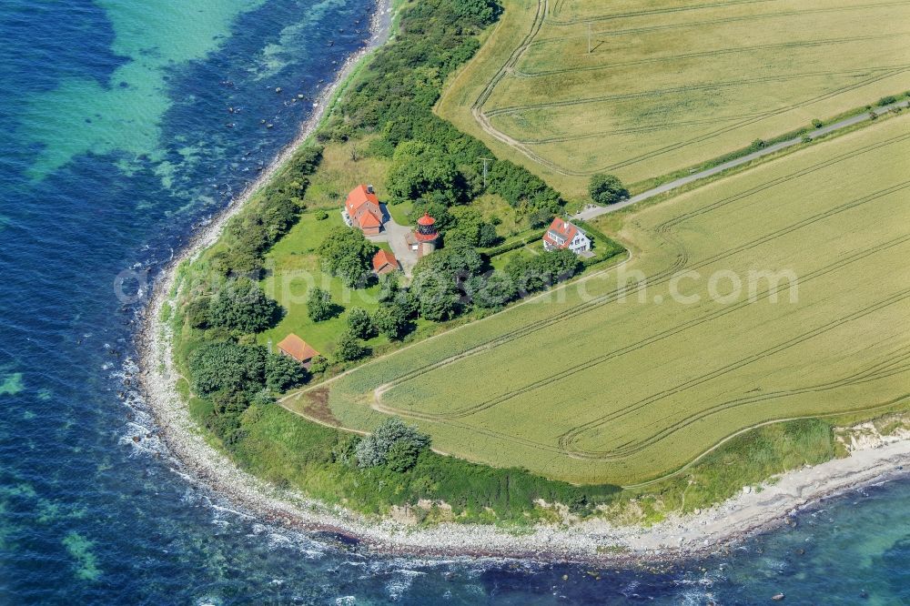 Aerial photograph Fehmarn - Lighthouse Staberhuk a sea sign on the island Fehmarn on the south-east coast in Schleswig Holstein Germany