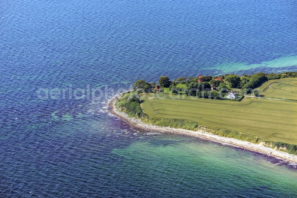 Fehmarn from the bird's eye view: Lighthouse Staberhuk a sea sign on the island Fehmarn on the south-east coast in Schleswig Holstein Germany