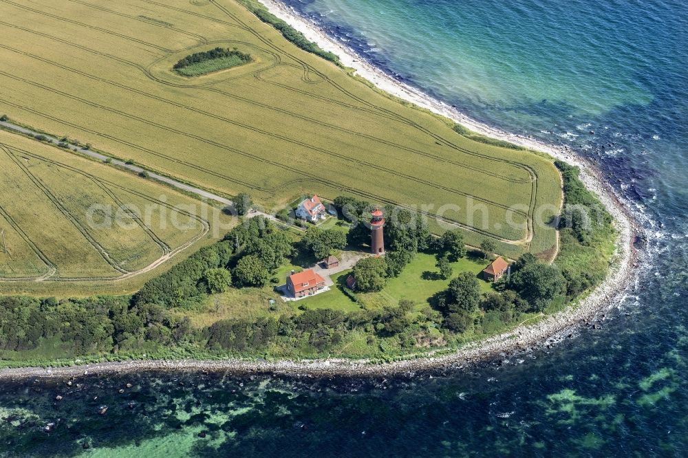 Fehmarn from the bird's eye view: Lighthouse Staberhuk a sea sign on the island Fehmarn on the south-east coast in Schleswig Holstein Germany