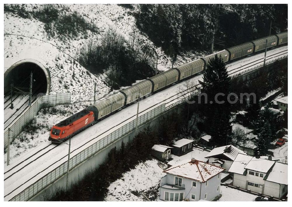 Aerial photograph Österreich - Blick auf LIDL - Logistikzug auf der Strecke Lambach - Villach in Österreich