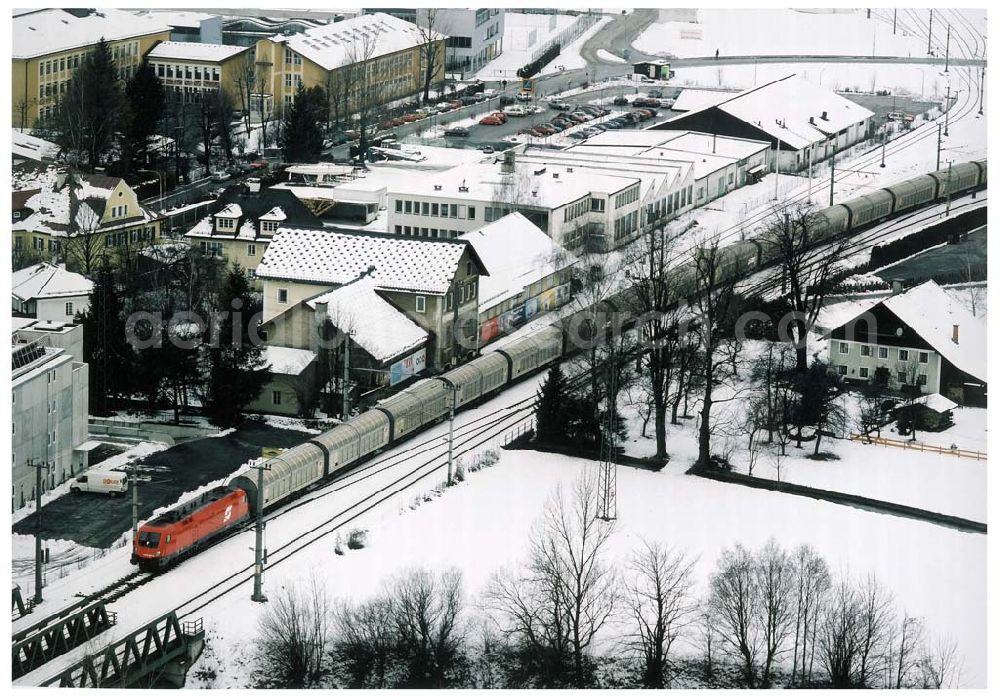 Aerial image - LIDL - Logistikzug auf der Strecke Lambach - Villach in Österreich.