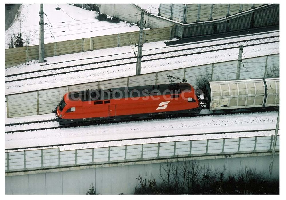 Aerial image - LIDL - Logistikzug auf der Strecke Lambach - Villach in Österreich.