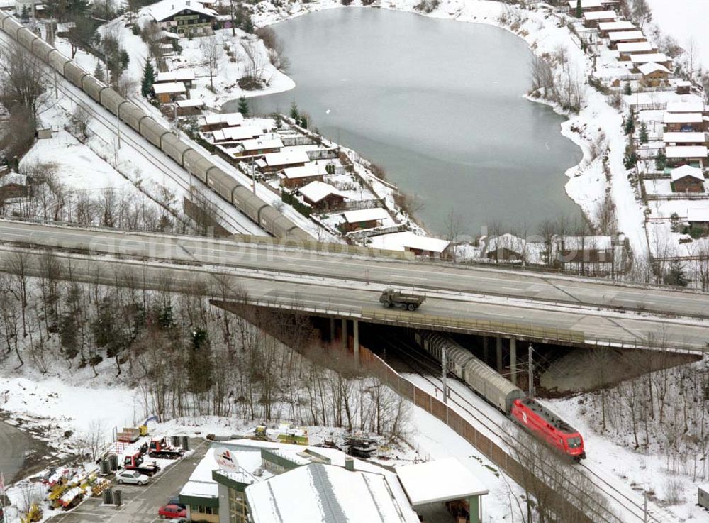 Aerial photograph Österreich - LIDL - Logistikzug auf der Strecke Lambach - Villach in Österreich.