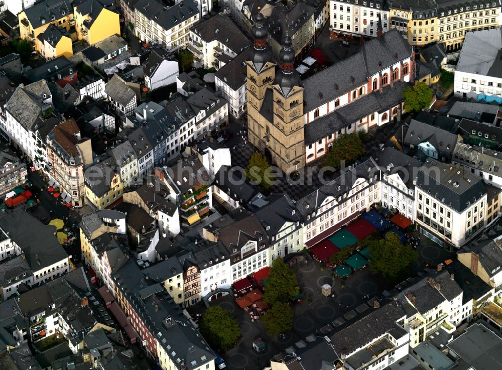 Koblenz from above - View of the Church of Our Lady and the adjacent church square in Koblenz in Rhineland-Palatinate