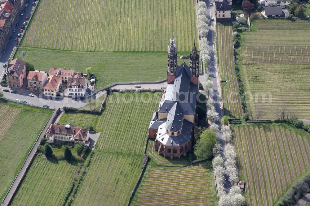 Worms from the bird's eye view: The Liebfrauenkirche in Worms on the Liebfrauenring in the state of Rhineland-Palatinate