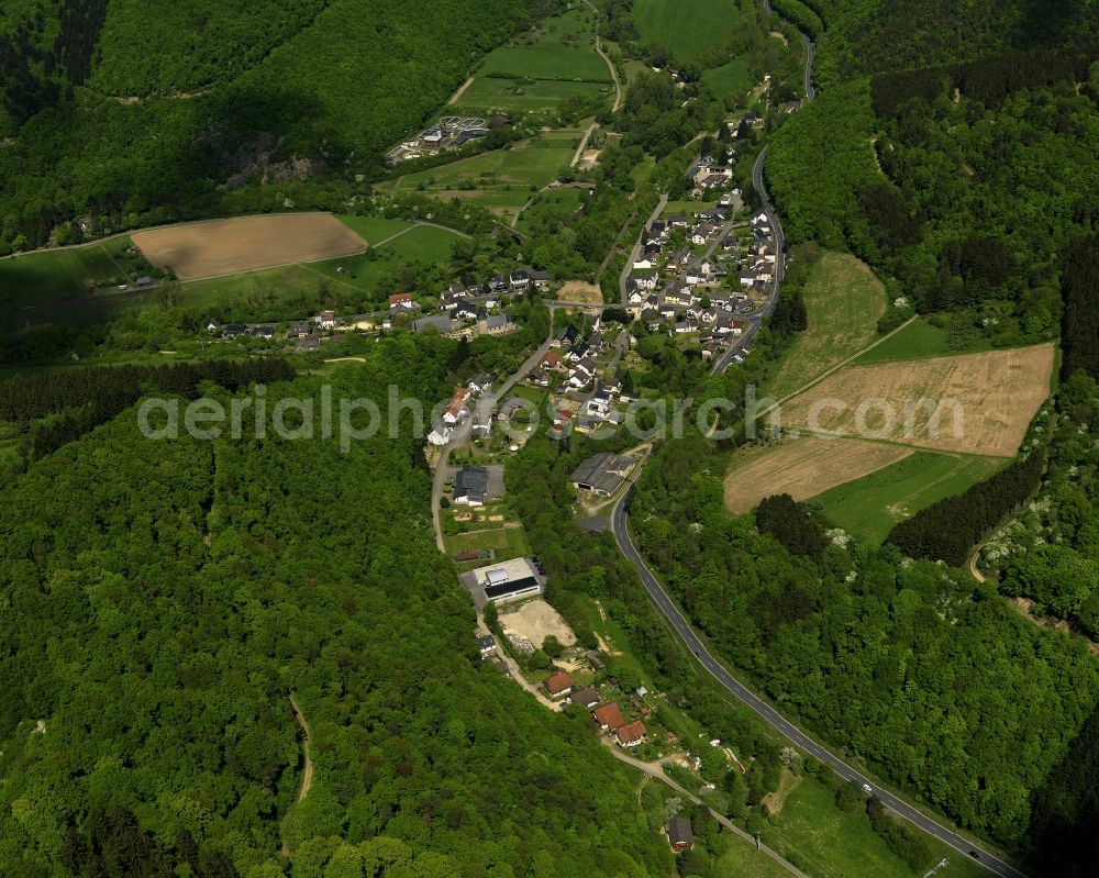 Hönningen from above - View of Liers in Hoenningen in Rheinland-Pfalz. The village is located on the river Ahr and at the entrance of Liersbachtal