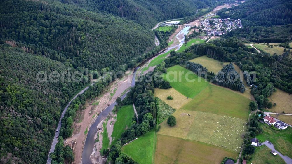 Hönningen from above - Liers after the flood disaster in the Ahr valley this year in the state Rhineland-Palatinate, Germany