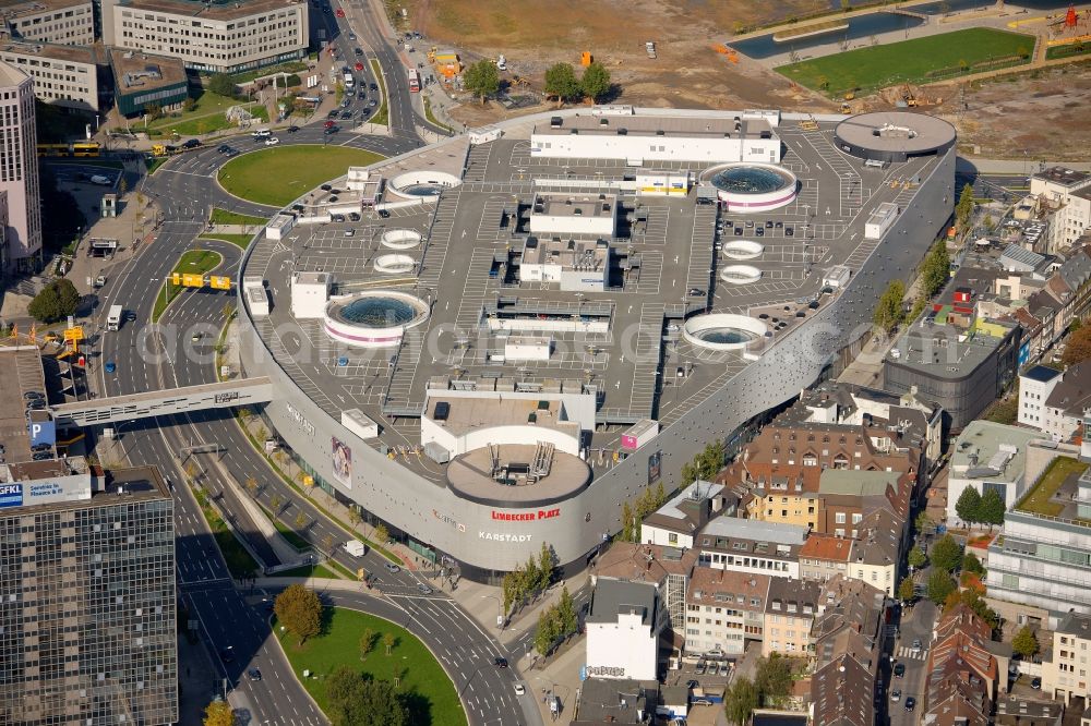 Aerial photograph Essen - View of the shopping mall Limbecker Platz in Essen in the state North Rhine-Westphalia