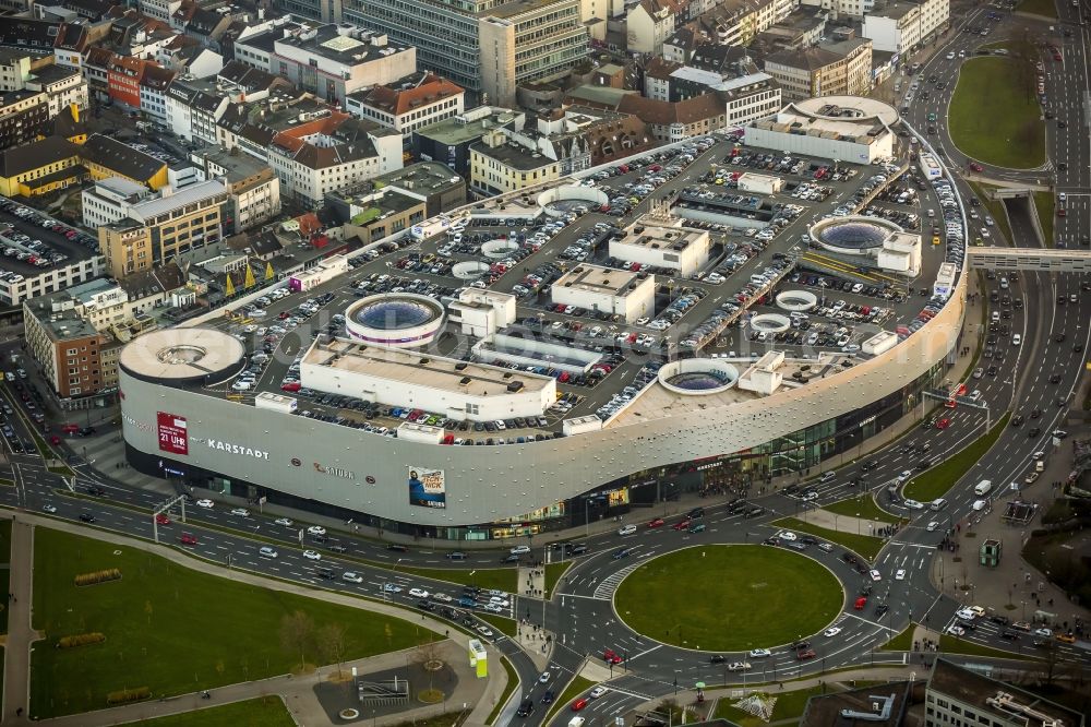 Aerial photograph Essen - View of the shopping mall Limbecker Platz in Essen in the state North Rhine-Westphalia