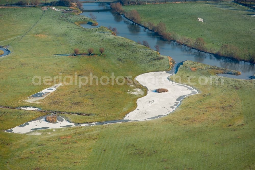 Aerial photograph Hamm - Structures of Lippe- Auen field landscape in Hamm in the state North Rhine-Westphalia