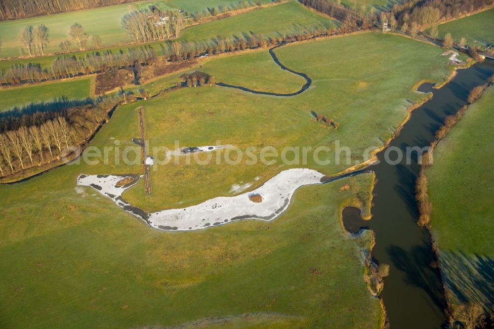 Aerial image Hamm - Structures of Lippe- Auen field landscape in Hamm in the state North Rhine-Westphalia