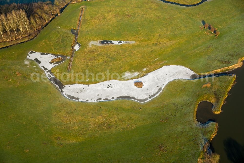 Hamm from above - Structures of Lippe- Auen field landscape in Hamm in the state North Rhine-Westphalia