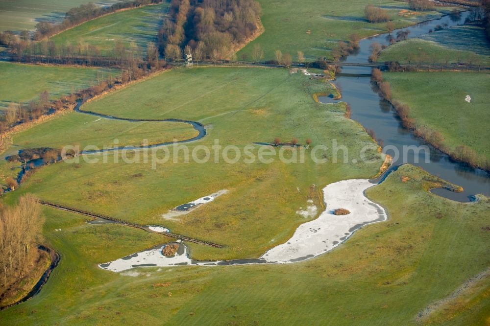 Aerial image Hamm - Structures of Lippe- Auen field landscape in Hamm in the state North Rhine-Westphalia