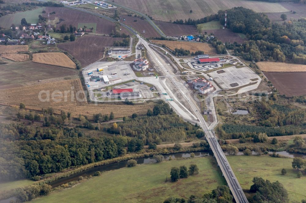 Sekowice from above - Lorries and Truck storage areas and free-standing storage and parking in Sekowice in Lubusz Voivodeship, Poland