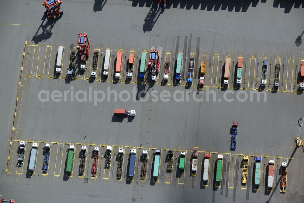 Aerial image Hamburg - View of the HHLA Container Terminal Tollerort at the port of Hamburg