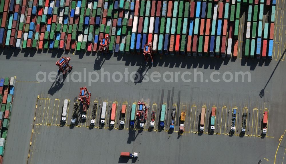 Hamburg from above - View of the HHLA Container Terminal Tollerort at the port of Hamburg