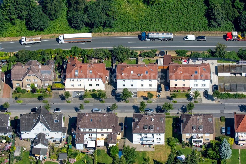 Aerial image Gladbeck - Lorries freight by road along the federal street B224 in the state North Rhine-Westphalia