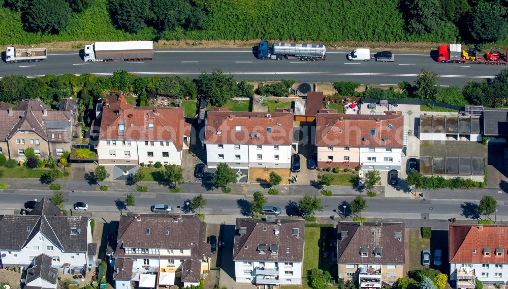 Aerial photograph Gladbeck - Lorries freight by road along the federal street B224 in the state North Rhine-Westphalia