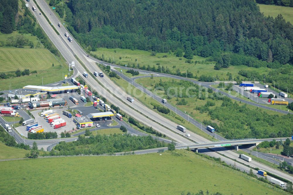 Aerial image Katerinske Chalupy - Truck parking and rest area at the highway rest stop Katerinske Chalupy