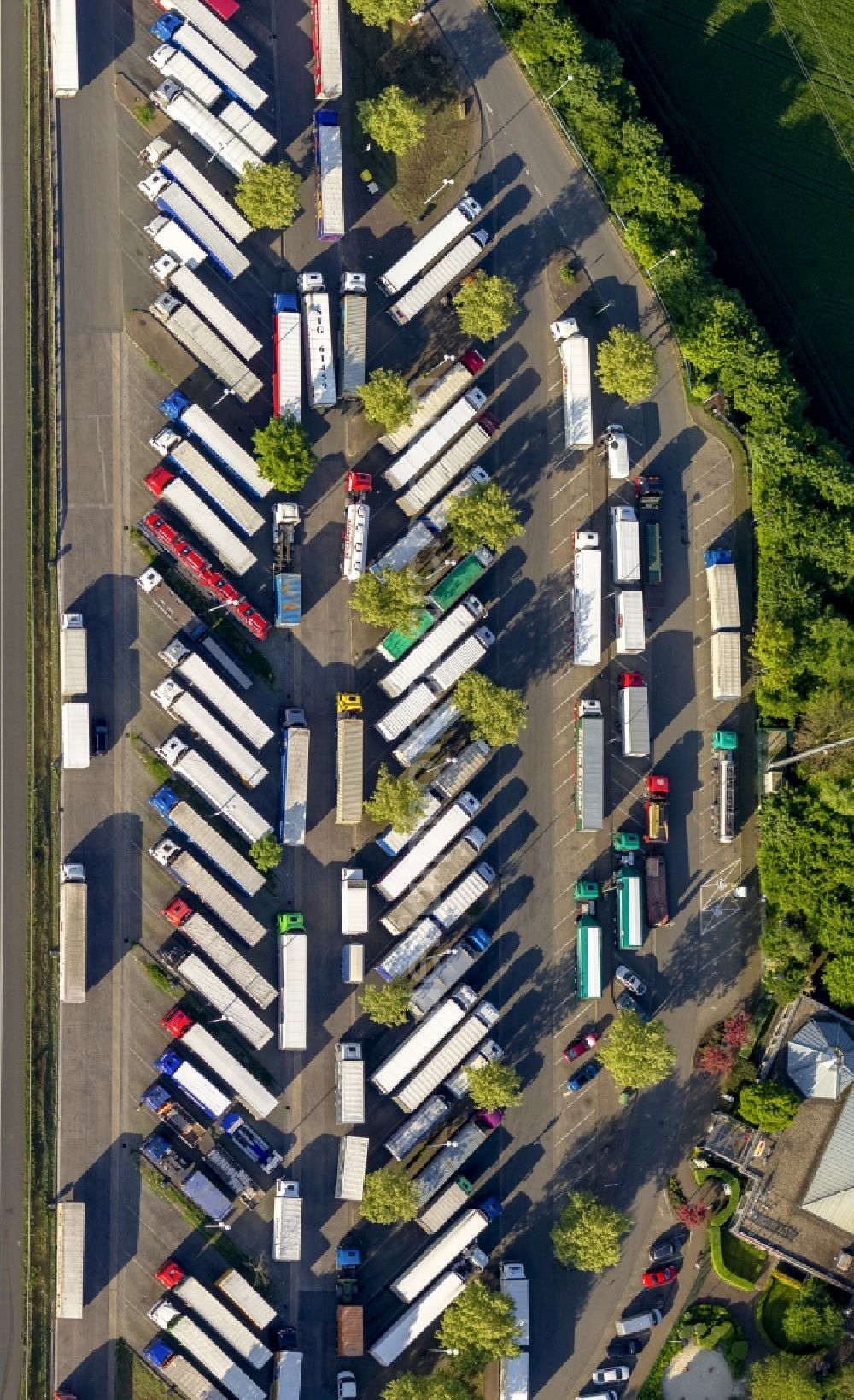 Schwerte from above - View of the motorway service area Lichtendorf Sued in Schwerte in the state of North Rhine-Westphalia