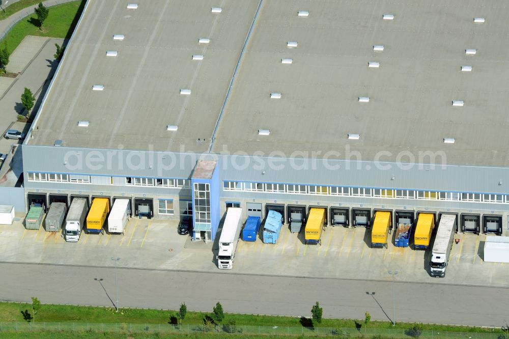 Aerial image Neusäß - Truck docks and loading docks of the logistics center goods traffic center Raum Augsburg in Neusaess in the state of Bavaria