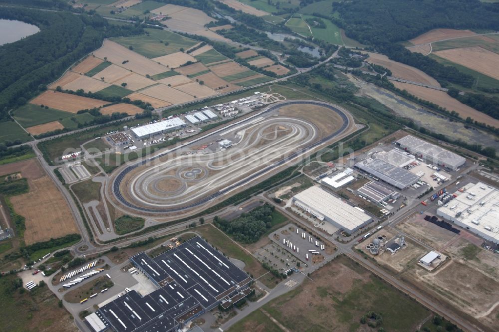 Wörth am Rhein from above - Test track for lorrys of Daimler in Woerth am Rhein in the state Rhineland-Palatinate, Germany