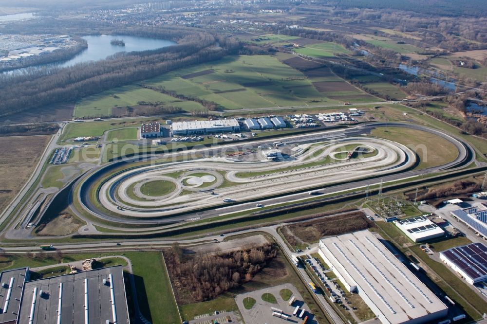 Wörth am Rhein from above - Test track for lorrys of Daimler in Woerth am Rhein in the state Rhineland-Palatinate, Germany