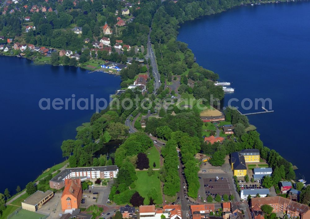 Ratzeburg from above - View of the Lueneburger Damm in Ratzeburg in the state of Schleswig-Holstein