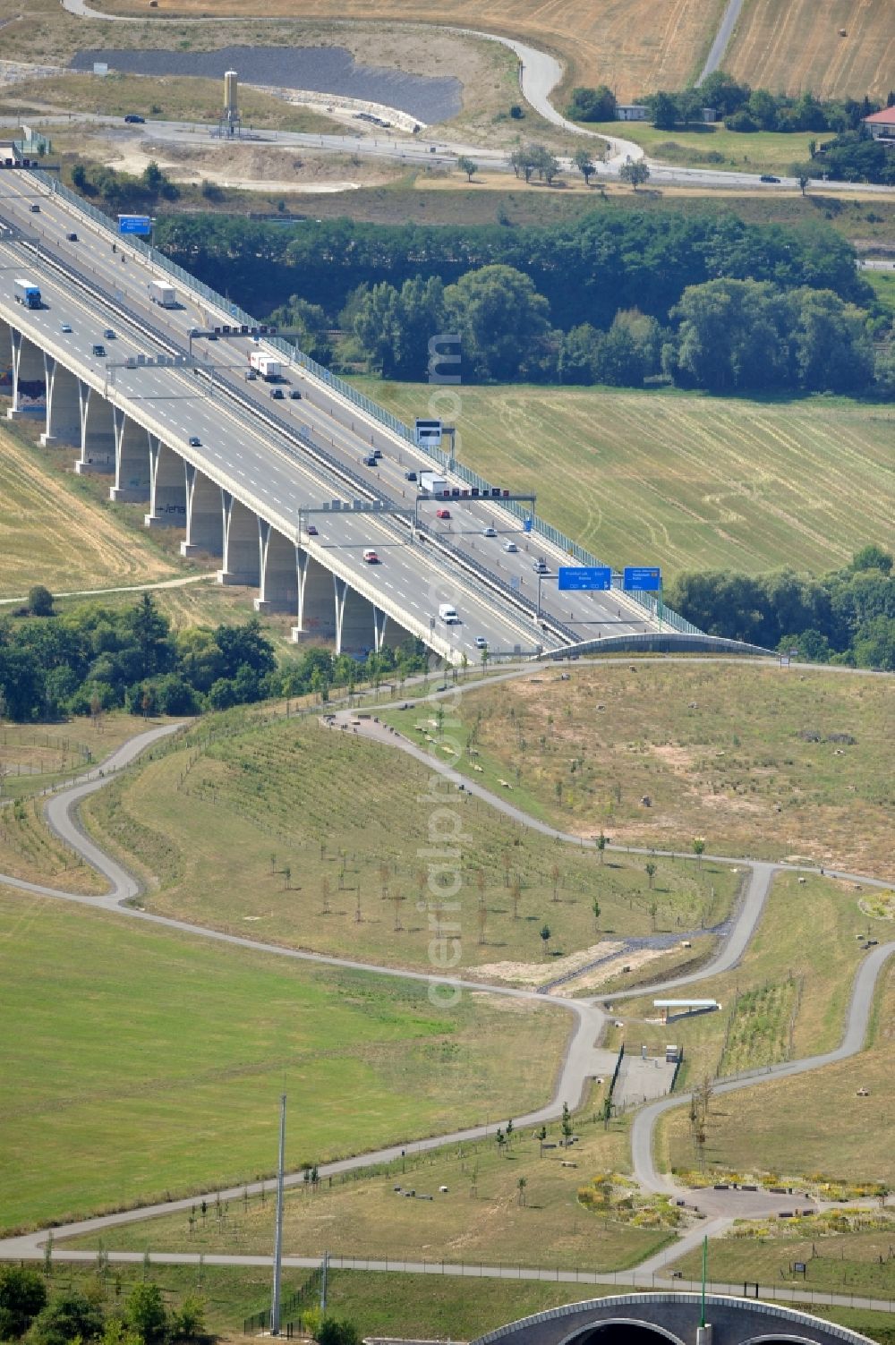 Jena from the bird's eye view: View of Lobdeburg tunnel in Jena in Thuringia